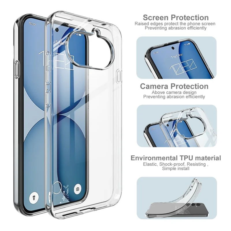 IMAK UX-10 Series Para Nothing Phone (4a) Capa Traseira para Telemóvel Transparente em TPU Macio - Transparente