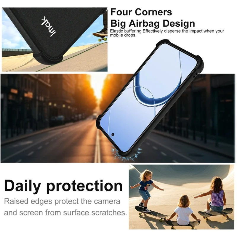 IMAK Für Realme 16 5G Hülle TPU Handyhülle Airbag Stoßfest Schutz - Matt Schwarz