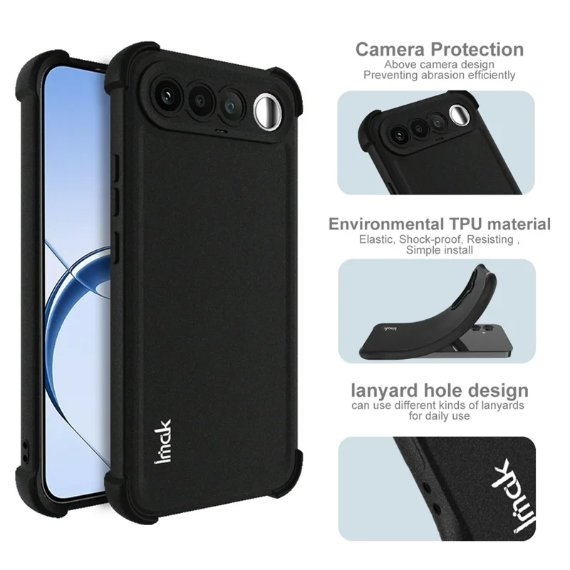 IMAK Für Realme 16 5G Hülle TPU Handyhülle Airbag Stoßfest Schutz - Matt Schwarz