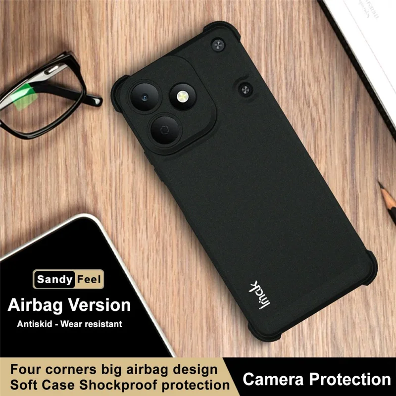 IMAK für Realme Note 80 4G Hülle TPU Handyhülle Airbag Stoßfest Schutz – Matt Schwarz