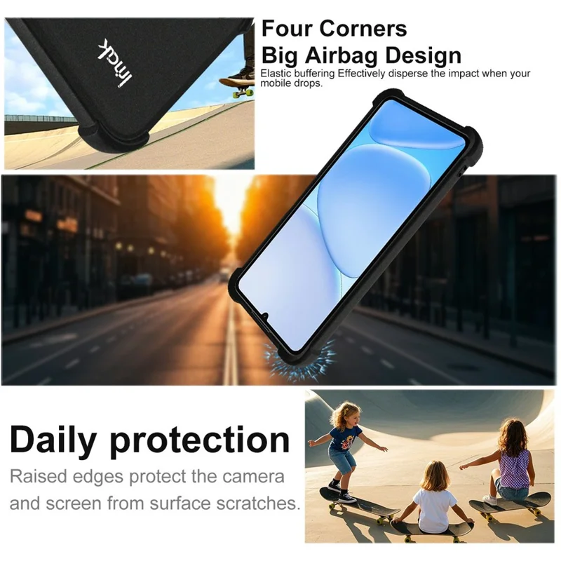 IMAK für Realme Note 80 4G Hülle TPU Handyhülle Airbag Stoßfest Schutz – Matt Schwarz