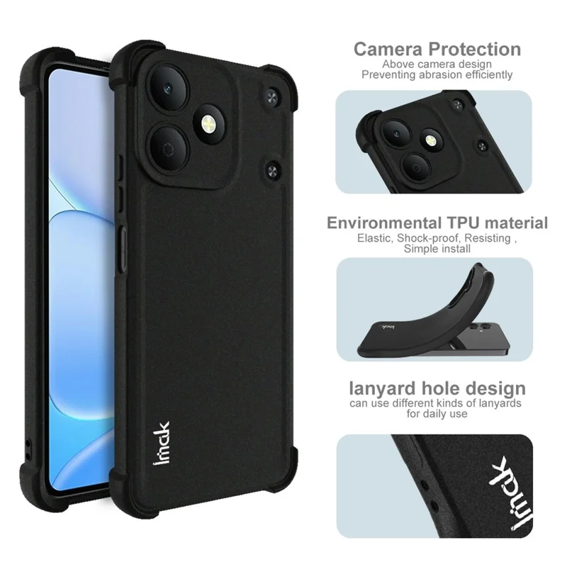 IMAK für Realme Note 80 4G Hülle TPU Handyhülle Airbag Stoßfest Schutz – Matt Schwarz