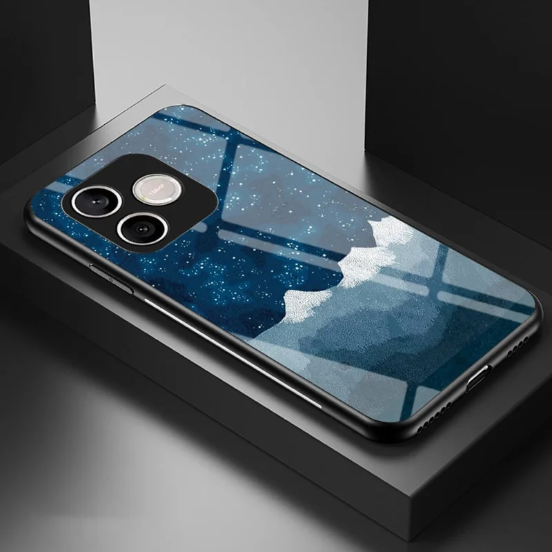 For Honor 600 Lite 5G Phone Case Starry Sky Pattern Tempered Glass Phone Cover - Scattering Starry