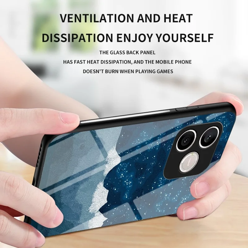 For Honor 600 Lite 5G Phone Case Starry Sky Pattern Tempered Glass Phone Cover - Scattering Starry