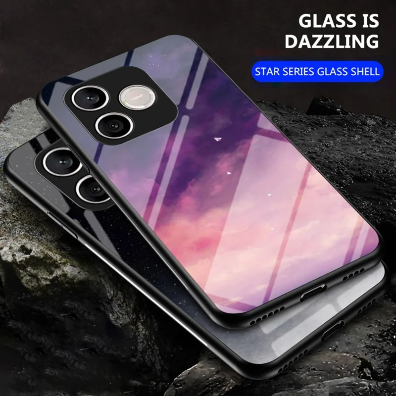 For Honor 600 Lite 5G Phone Case Starry Sky Pattern Tempered Glass Phone Cover - Scattering Starry