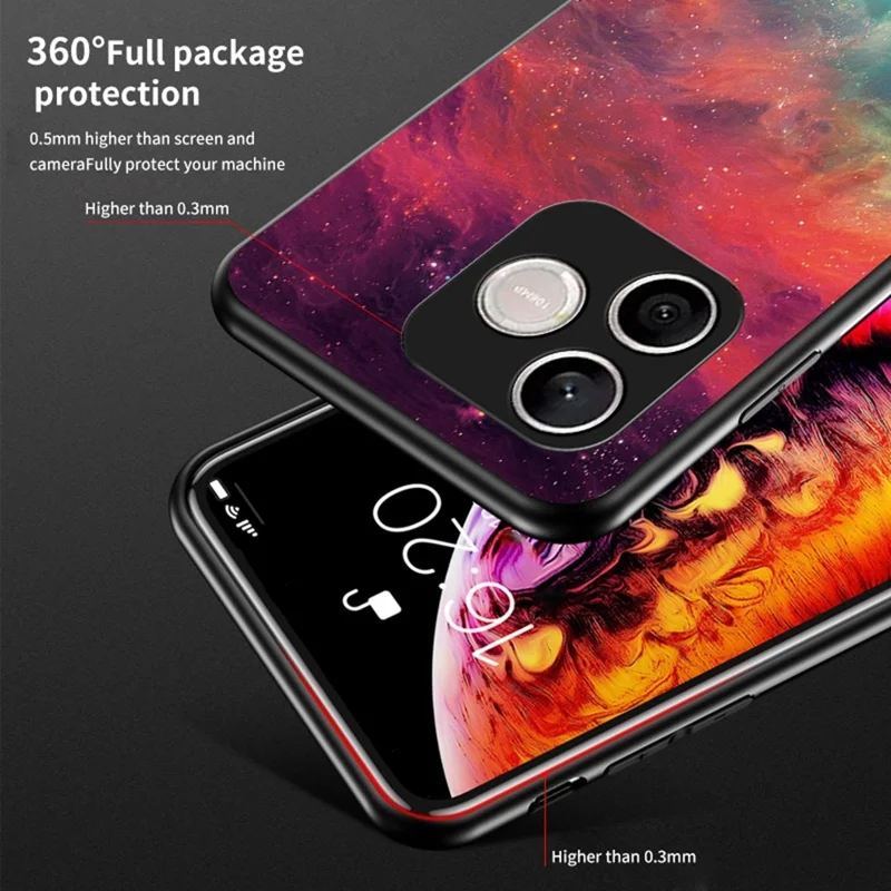 For Honor 600 Lite 5G Phone Case Starry Sky Pattern Tempered Glass Phone Cover - Scattering Starry