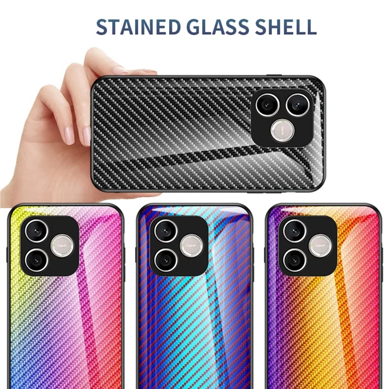 For Honor 600 Lite 5G Case Tempered Glass Shockproof Phone Cover - Blue Fiber