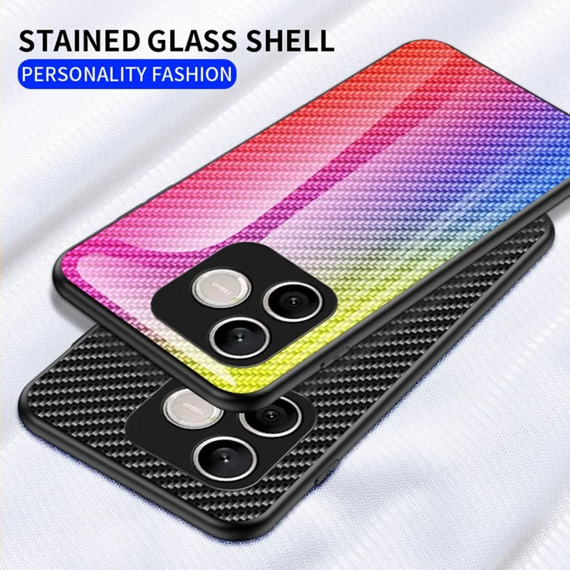For Honor 600 Lite 5G Case Tempered Glass Shockproof Phone Cover - Blue Fiber
