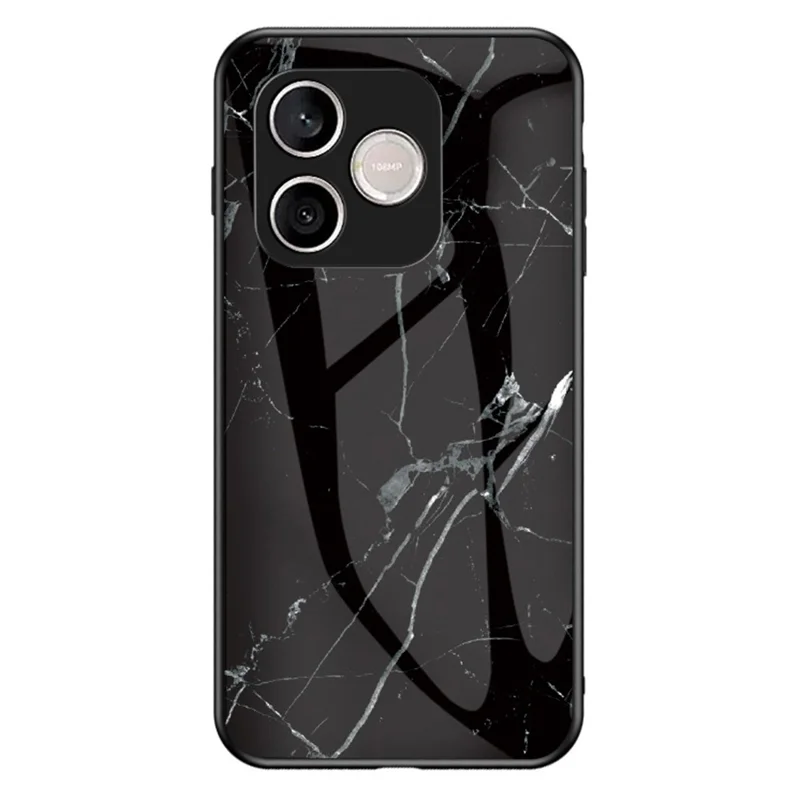 For Honor 600 Lite 5G Phone Case Marble Pattern Tempered Glass + PC + TPU Protective Phone Cover - Black Marble