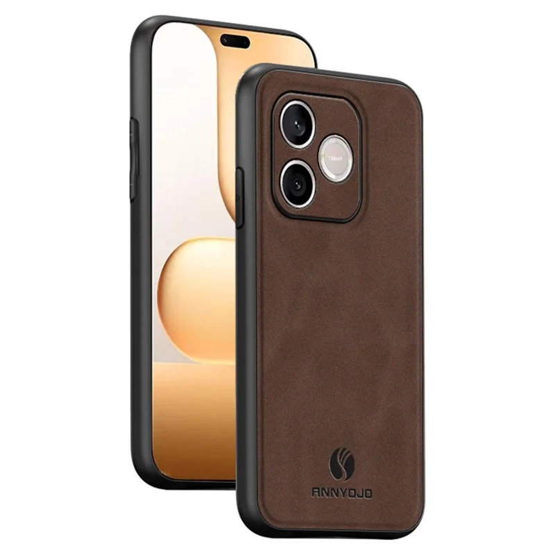 ANNYOJO For Honor 600 Lite 5G Phone Case PU Leather + PC + TPU Anti Drop Phone Back Cover - Coffee
