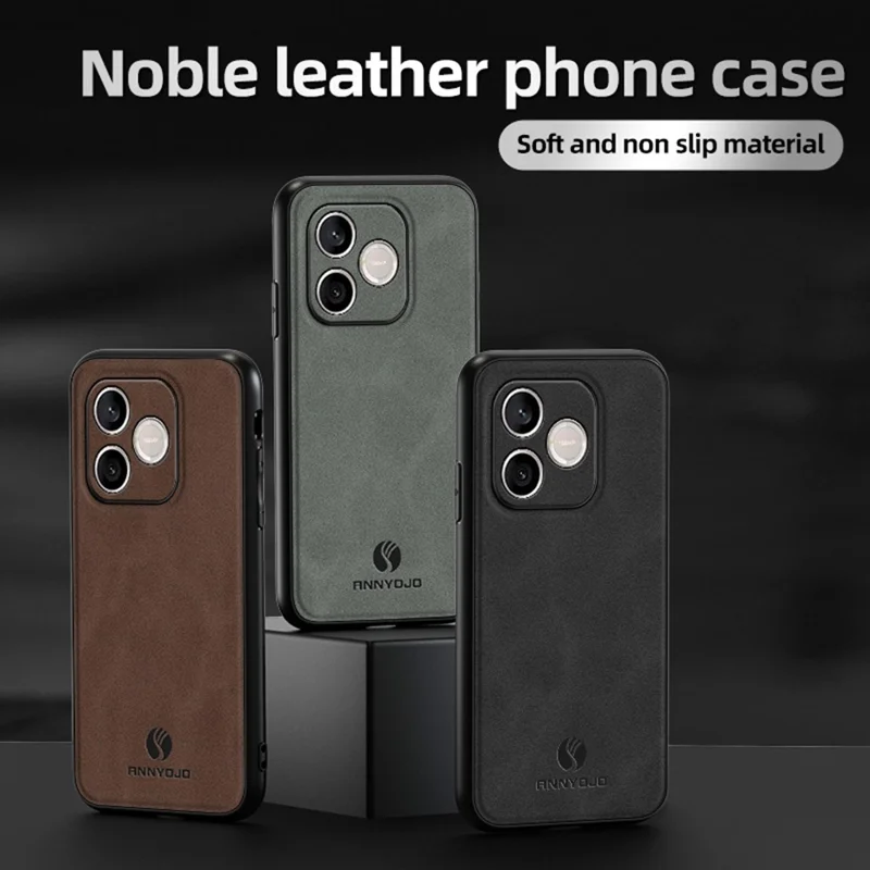 ANNYOJO For Honor 600 Lite 5G Phone Case PU Leather + PC + TPU Anti Drop Phone Back Cover - Coffee