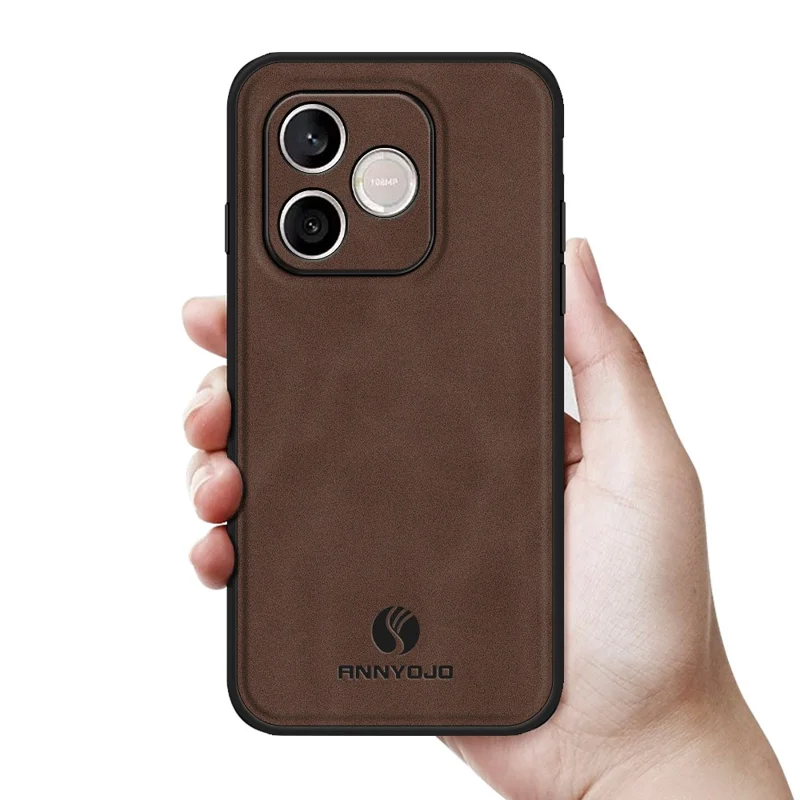 ANNYOJO For Honor 600 Lite 5G Phone Case PU Leather + PC + TPU Anti Drop Phone Back Cover - Coffee