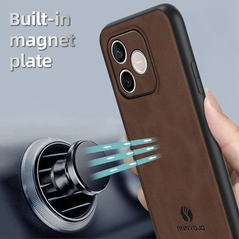 ANNYOJO For Honor 600 Lite 5G Phone Case PU Leather + PC + TPU Anti Drop Phone Back Cover - Coffee