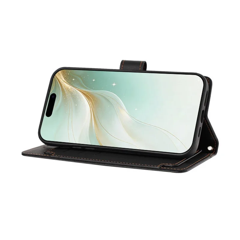 Funda para iPhone 17 Pro Max con 9 Ranuras para Tarjetas, Cartera de Cuero PU con Correa de Mano - Negro
