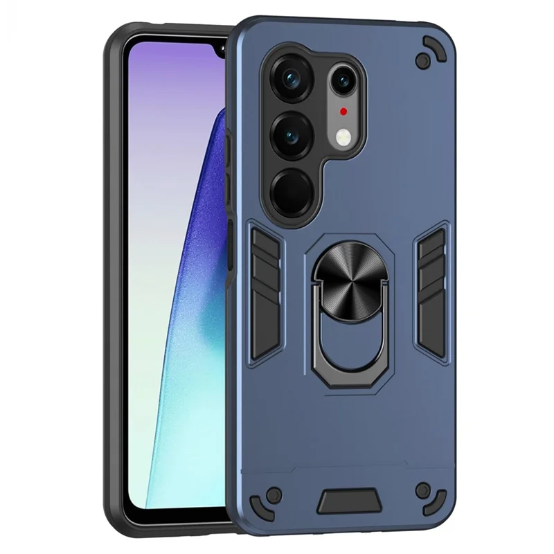 For TECNO Camon 50 Ultra 5G Case PC + TPU Drop Defend Phone Cover with Ring Kickstand - Blue