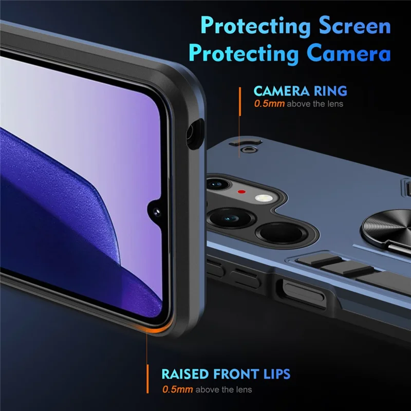 For TECNO Camon 50 Ultra 5G Case PC + TPU Drop Defend Phone Cover with Ring Kickstand - Blue