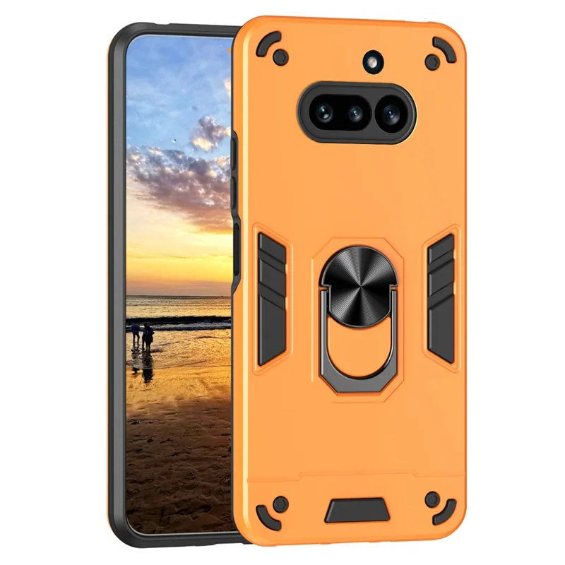 For Nothing Phone (4a) Case PC + TPU Drop Defend Phone Cover with Ring Kickstand - Orange