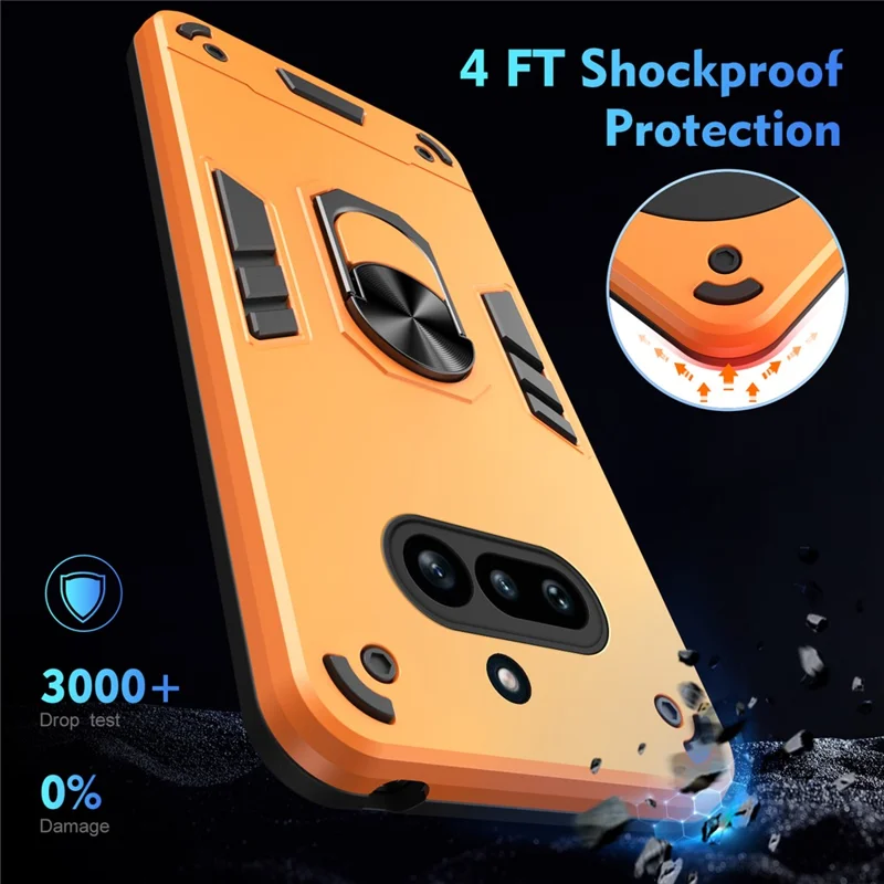 For Nothing Phone (4a) Case PC + TPU Drop Defend Phone Cover with Ring Kickstand - Orange