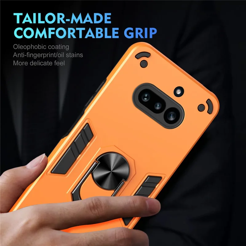 For Nothing Phone (4a) Case PC + TPU Drop Defend Phone Cover with Ring Kickstand - Orange