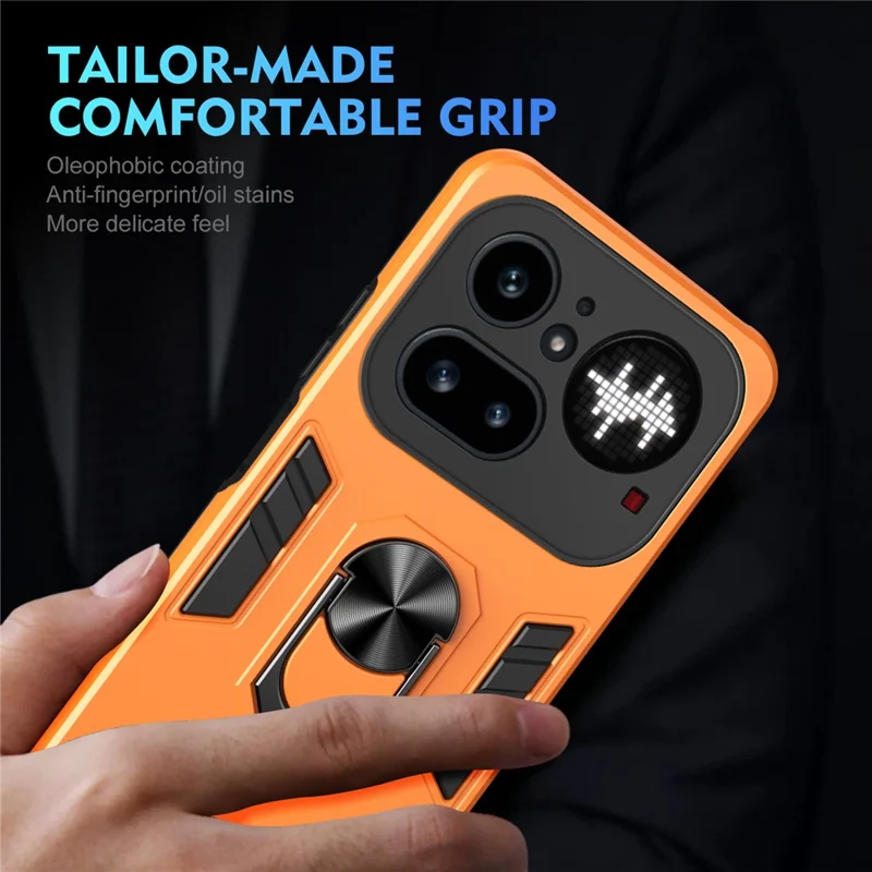 For Nothing Phone (4a) Pro Case PC + TPU Drop Defend Phone Cover with Ring Kickstand - Orange