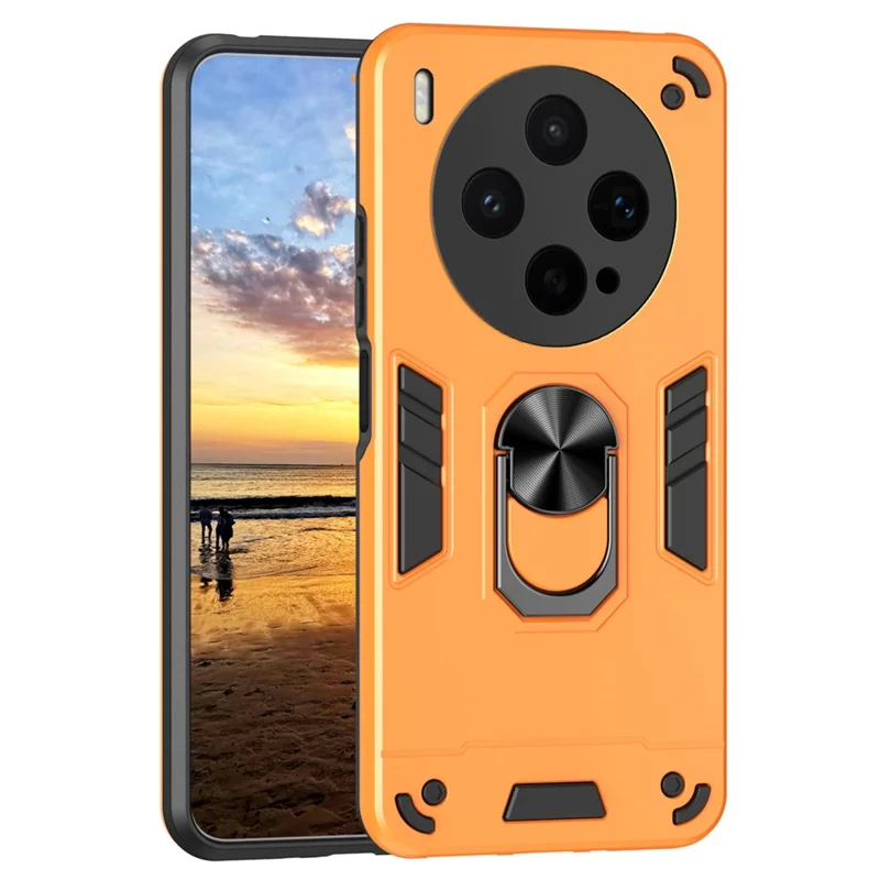 For vivo X300s 5G Case PC + TPU Drop Defend Phone Cover with Ring Kickstand - Orange