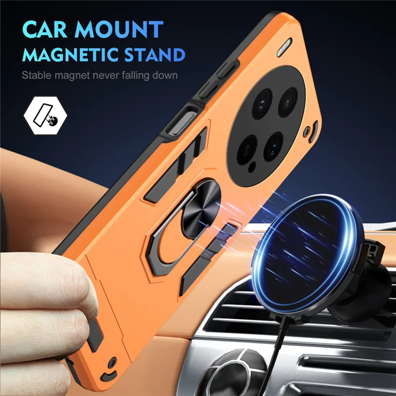 For vivo X300s 5G Case PC + TPU Drop Defend Phone Cover with Ring Kickstand - Orange
