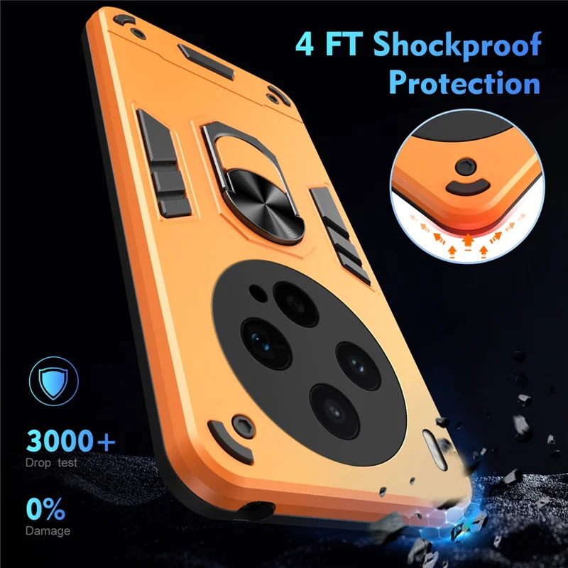 For vivo X300s 5G Case PC + TPU Drop Defend Phone Cover with Ring Kickstand - Orange