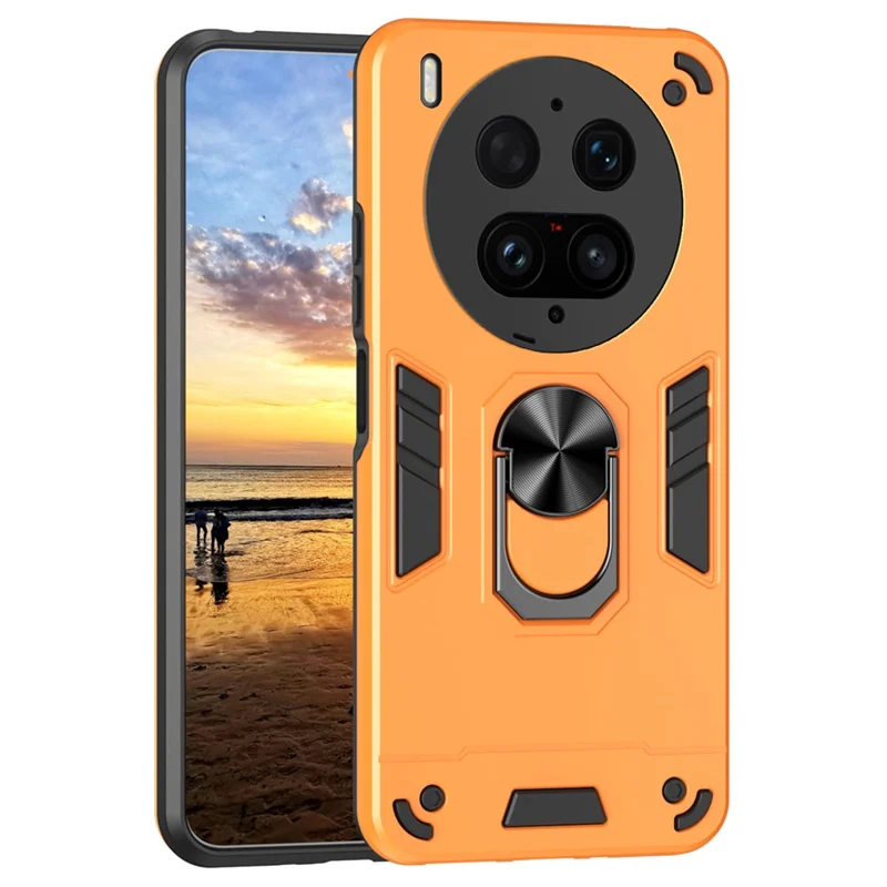 For vivo X300 Ultra 5G Case PC + TPU Drop Defend Phone Cover with Ring Kickstand - Orange