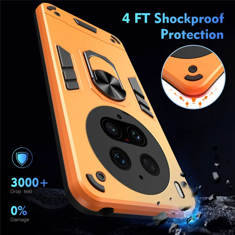For vivo X300 Ultra 5G Case PC + TPU Drop Defend Phone Cover with Ring Kickstand - Orange