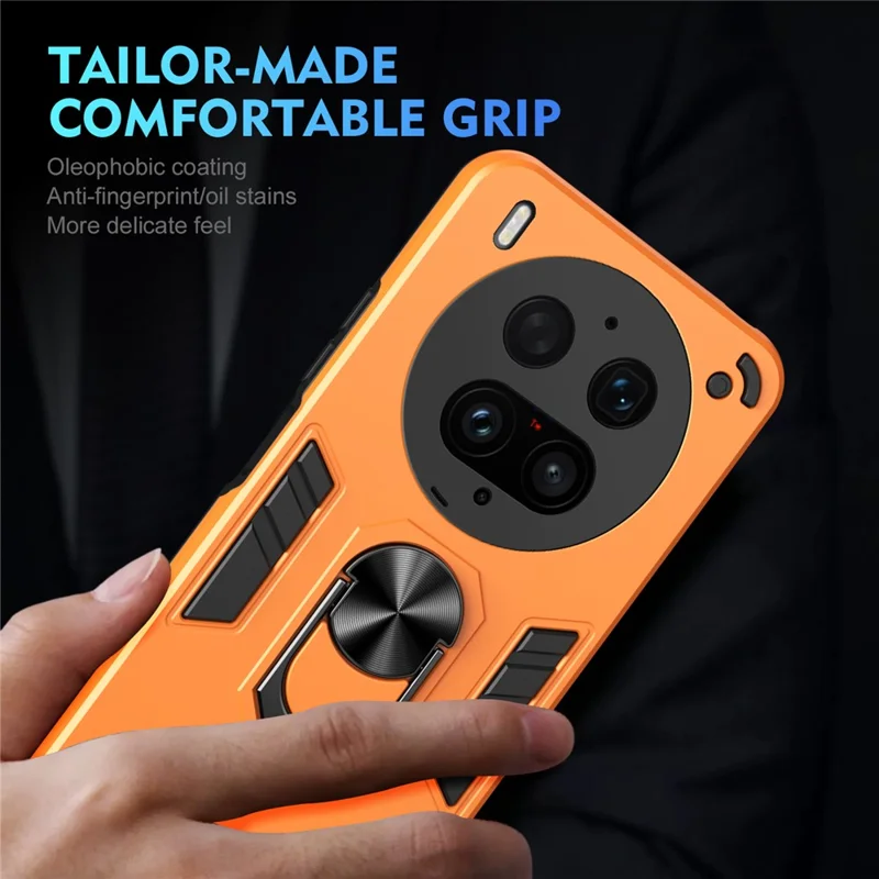 For vivo X300 Ultra 5G Case PC + TPU Drop Defend Phone Cover with Ring Kickstand - Orange