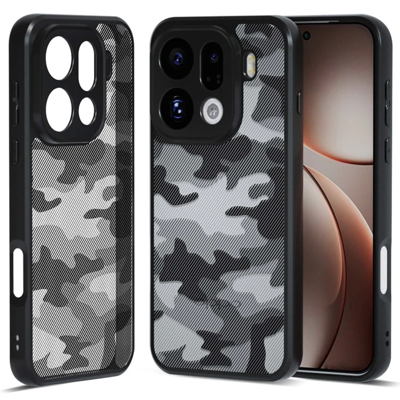 IBMRS for Oppo Find X9 Pro 5G Mobile Cover Soft TPU + Hard PC Case with Wrist Strap (Precision Cutouts) - Artistic Camouflage