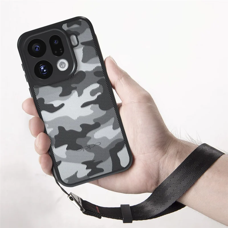 IBMRS for Oppo Find X9 Pro 5G Mobile Cover Soft TPU + Hard PC Case with Wrist Strap (Precision Cutouts) - Artistic Camouflage