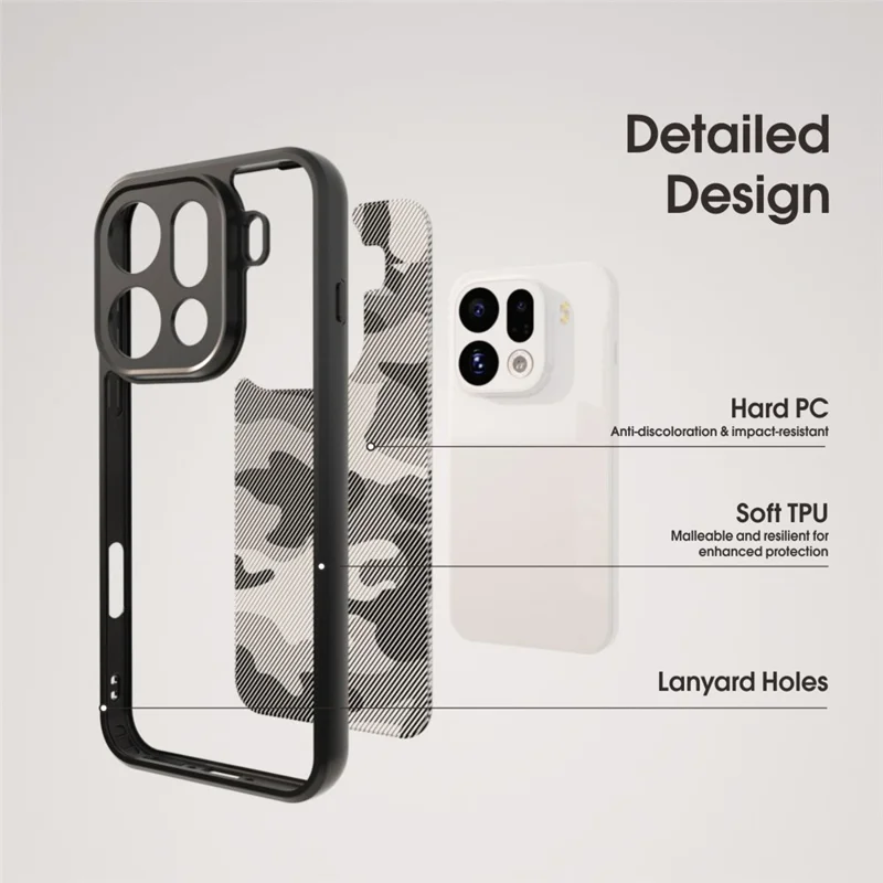 IBMRS for Oppo Find X9 Pro 5G Mobile Cover Soft TPU + Hard PC Case with Wrist Strap (Precision Cutouts) - Artistic Camouflage