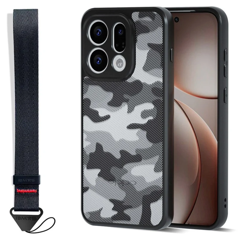 IBMRS for Oppo Find X9 5G Mobile Cover Soft TPU + Hard PC Case with Wrist Strap (Precision Cutouts) - Artistic Camouflage