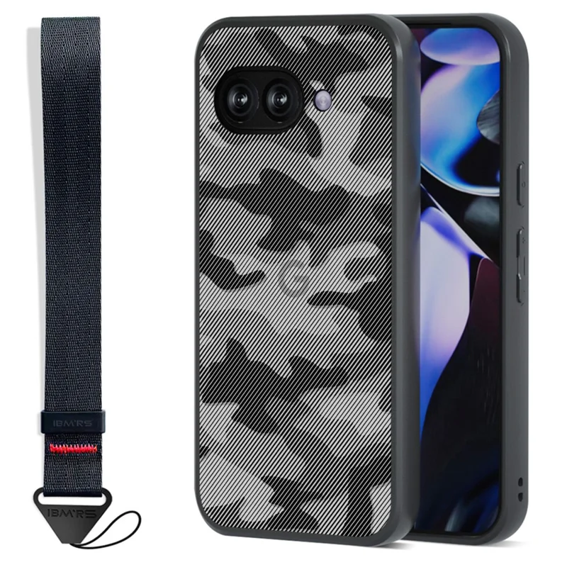 IBMRS for Google Pixel 9a Mobile Cover Soft TPU + Hard PC Case with Wrist Strap (Precision Cutouts) - Artistic Camouflage
