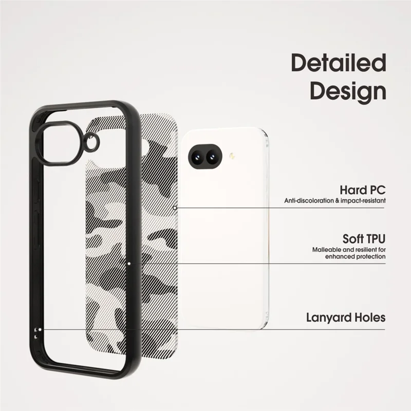 IBMRS for Google Pixel 10a Mobile Cover Soft TPU + Hard PC Case with Wrist Strap (Precision Cutouts) - Artistic Camouflage