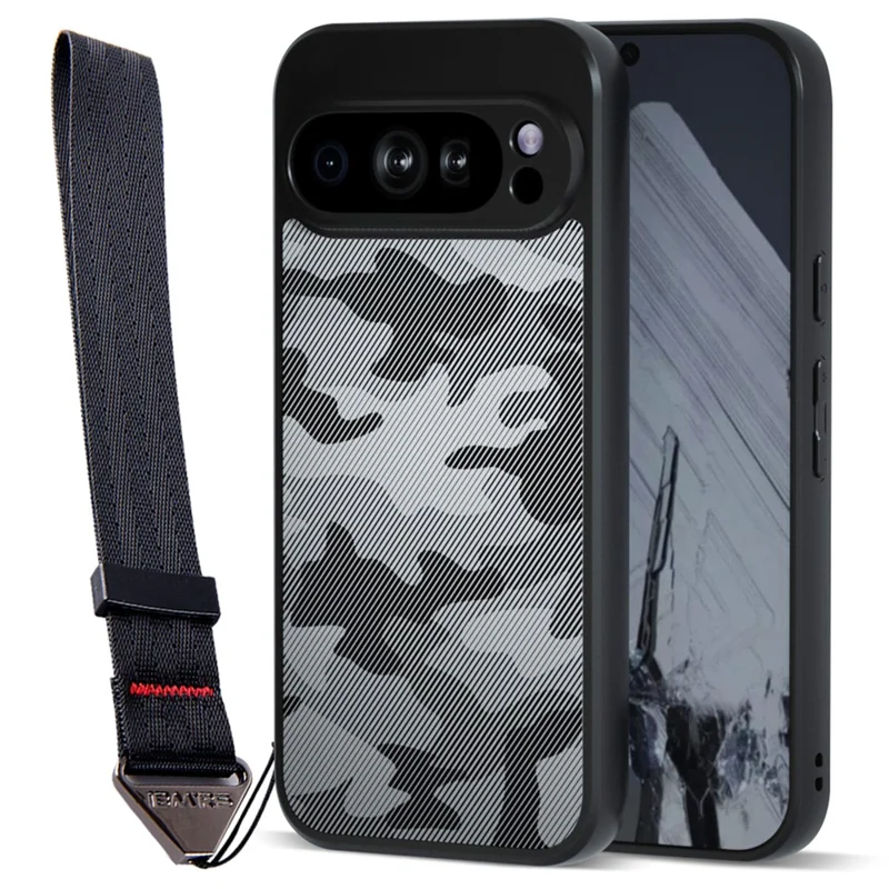 IBMRS for Google Pixel 9 Mobile Cover Soft TPU + Hard PC Case with Wrist Strap (Precision Cutouts) - Artistic Camouflage