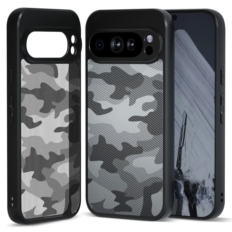 IBMRS for Google Pixel 9 Mobile Cover Soft TPU + Hard PC Case with Wrist Strap (Precision Cutouts) - Artistic Camouflage