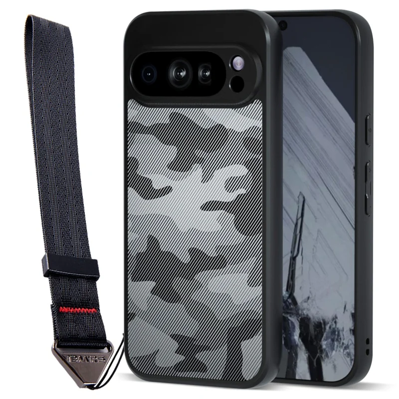 IBMRS for Google Pixel 9 Pro Mobile Cover Soft TPU + Hard PC Case with Wrist Strap (Precision Cutouts) - Artistic Camouflage