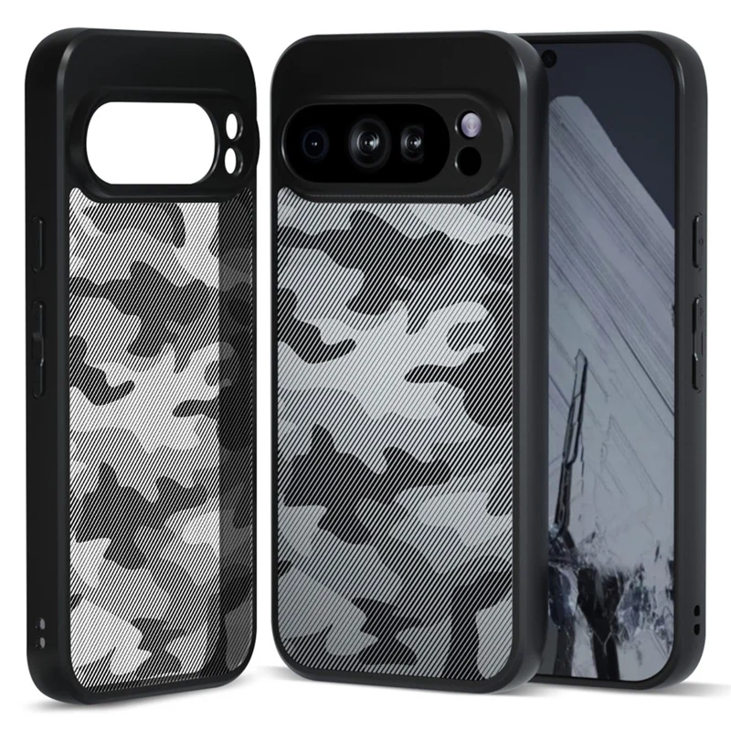 IBMRS for Google Pixel 9 Pro Mobile Cover Soft TPU + Hard PC Case with Wrist Strap (Precision Cutouts) - Artistic Camouflage