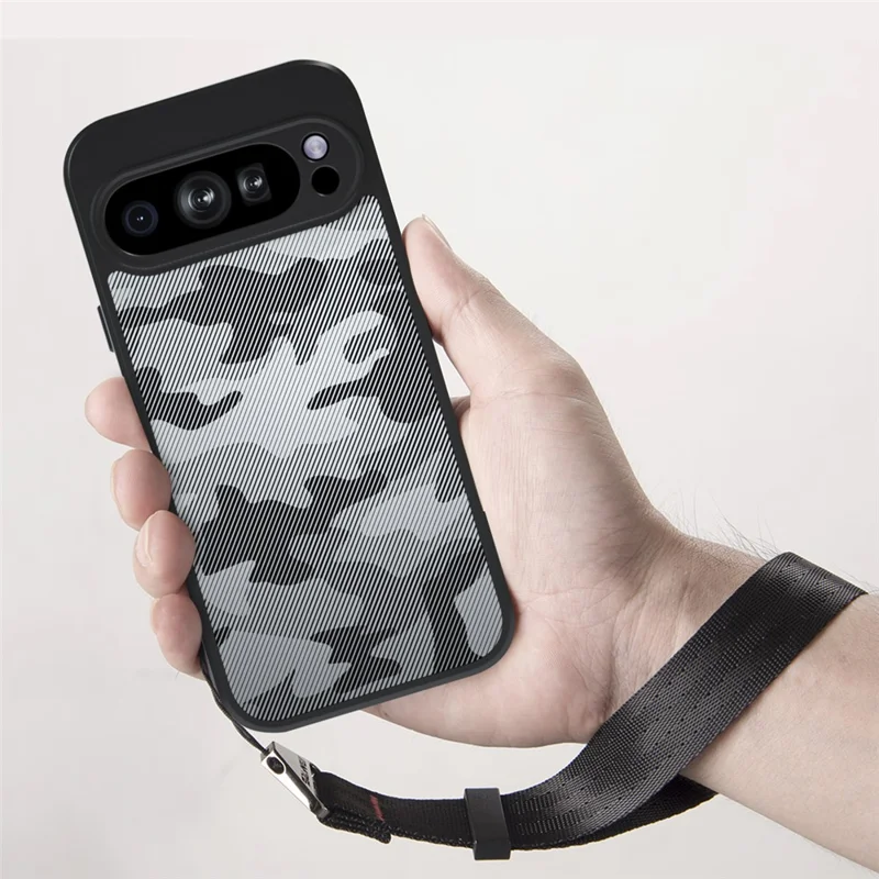 IBMRS for Google Pixel 9 Pro Mobile Cover Soft TPU + Hard PC Case with Wrist Strap (Precision Cutouts) - Artistic Camouflage
