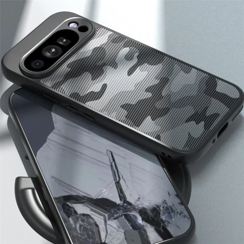 IBMRS for Google Pixel 9 Pro Mobile Cover Soft TPU + Hard PC Case with Wrist Strap (Precision Cutouts) - Artistic Camouflage
