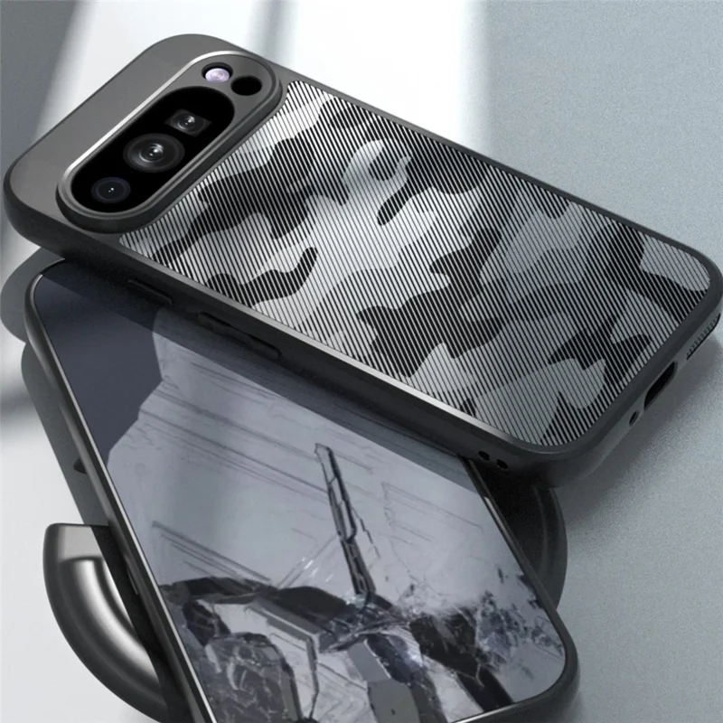 IBMRS for Google Pixel 9 Pro XL Mobile Cover Soft TPU + Hard PC Case with Wrist Strap (Precision Cutouts) - Artistic Camouflage