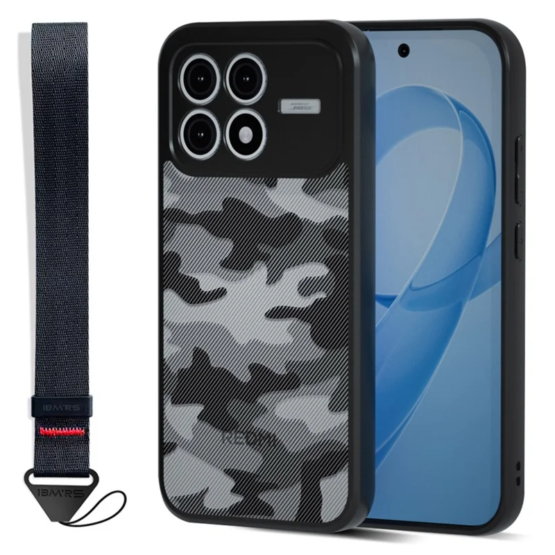IBMRS for Xiaomi Poco F8 Pro Mobile Cover Soft TPU + Hard PC Case with Wrist Strap (Precision Cutouts) - Artistic Camouflage
