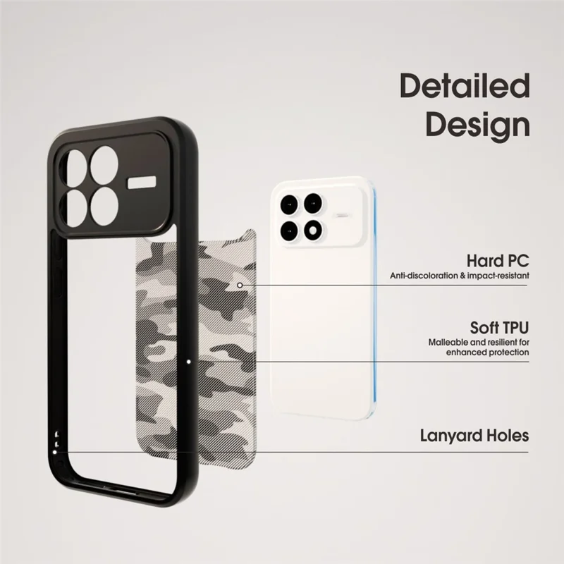 IBMRS for Xiaomi Poco F8 Ultra Mobile Cover Soft TPU + Hard PC Case with Wrist Strap (Precision Cutouts) - Artistic Camouflage