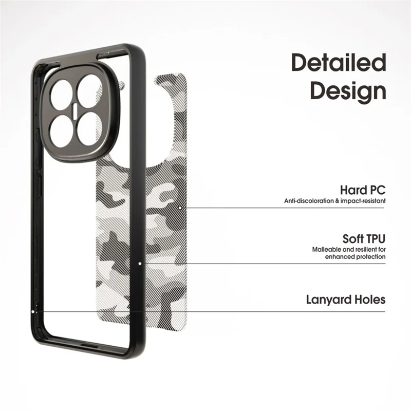IBMRS for Xiaomi Redmi Note 15 Pro 5G (Global) Mobile Cover Soft TPU + Hard PC Case with Wrist Strap (Precision Cutouts) - Artistic Camouflage
