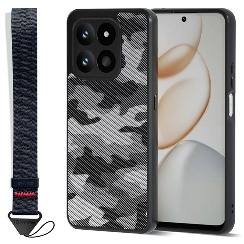 IBMRS Mobile Cover for Honor 400 Smart 5G  /  4G  /  X7d 4G Soft TPU + Hard PC Case with Wrist Strap (Precision Cutouts) - Artistic Camouflage