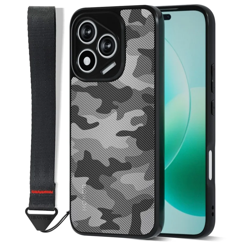 IBMRS voor Honor 400 Lite 5G Mobiele Hoes Zachte TPU + Harde PC Hoes met Polsband (Precieze Uitsparingen) - Artistieke Camouflage