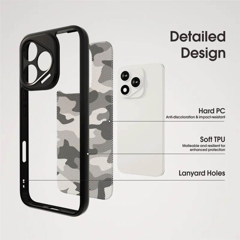 IBMRS voor Honor 400 Lite 5G Mobiele Hoes Zachte TPU + Harde PC Hoes met Polsband (Precieze Uitsparingen) - Artistieke Camouflage