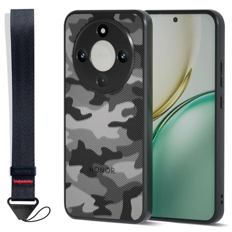 IBMRS Mobile Cover for Honor X9d 5G  /  X70 5G  /  Magic8 Lite 5G Soft TPU + Hard PC Case with Wrist Strap (Precision Cutouts) - Artistic Camouflage